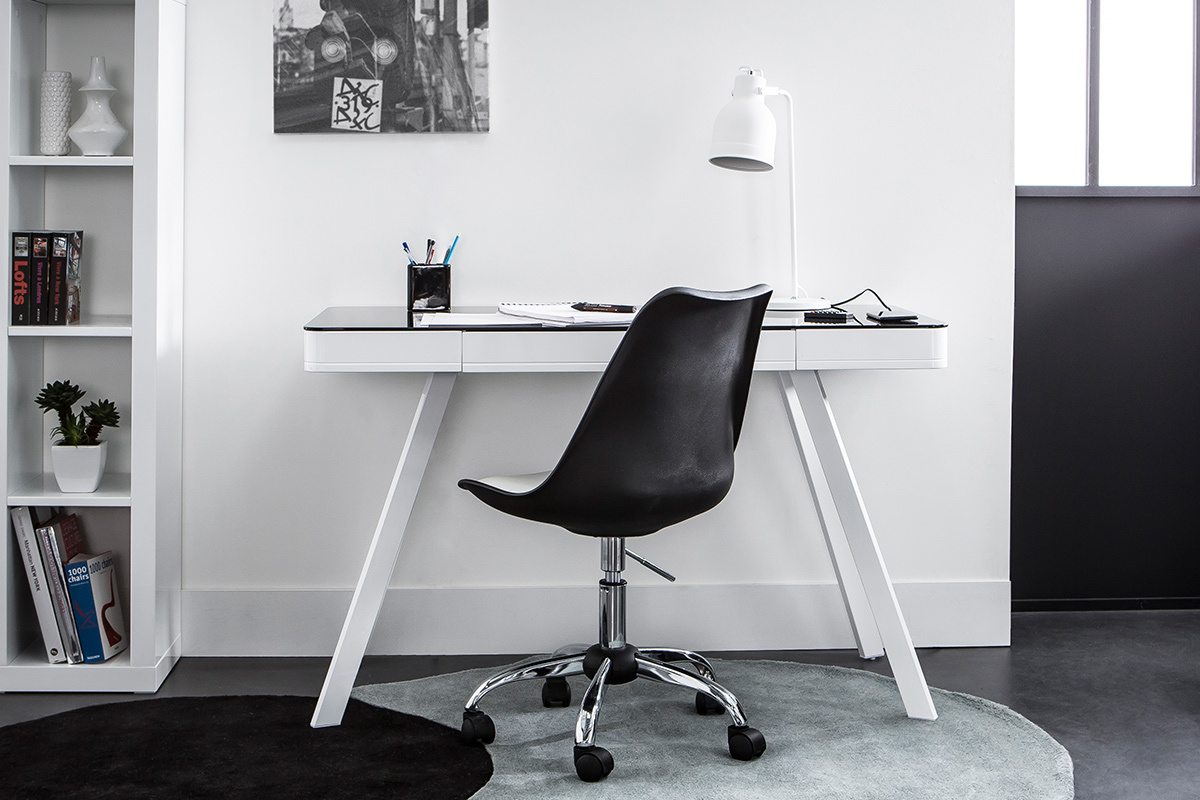 Chaise de bureau enfant blanche et noire NEW STEEVY