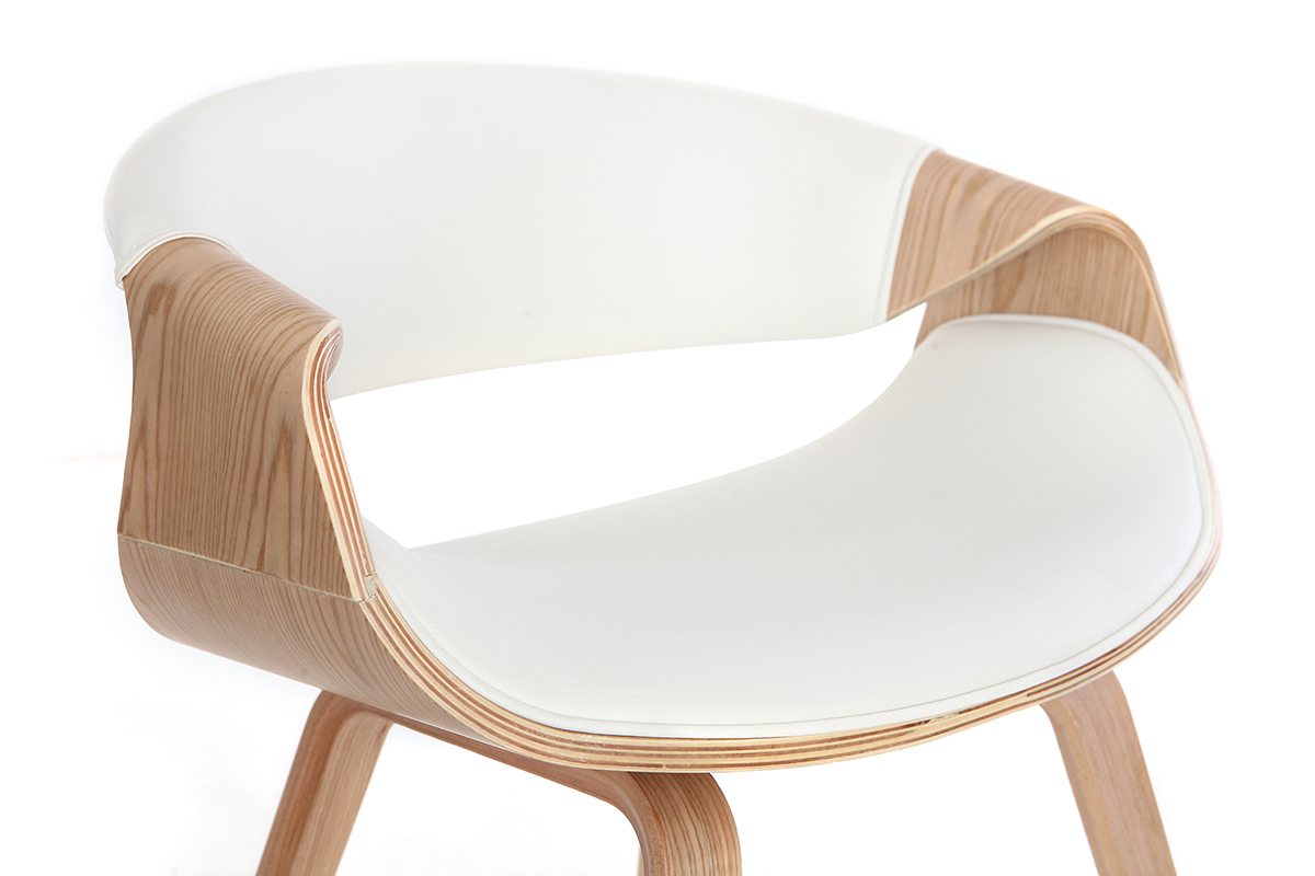 Chaise design blanc et bois clair ARAMIS