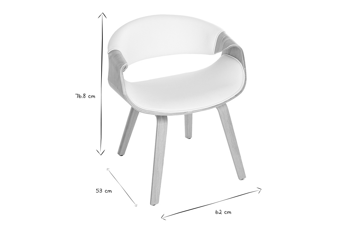 Chaise design blanc et bois clair ARAMIS