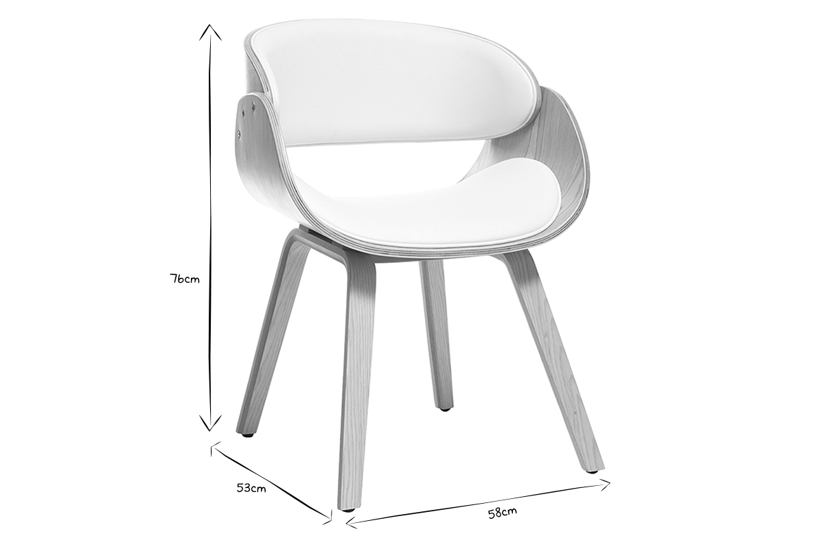 Chaise design blanc et bois clair BENT