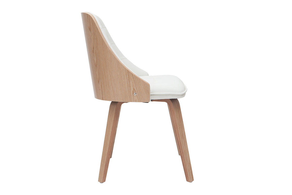 Chaise design blanc et bois clair FLUFFY