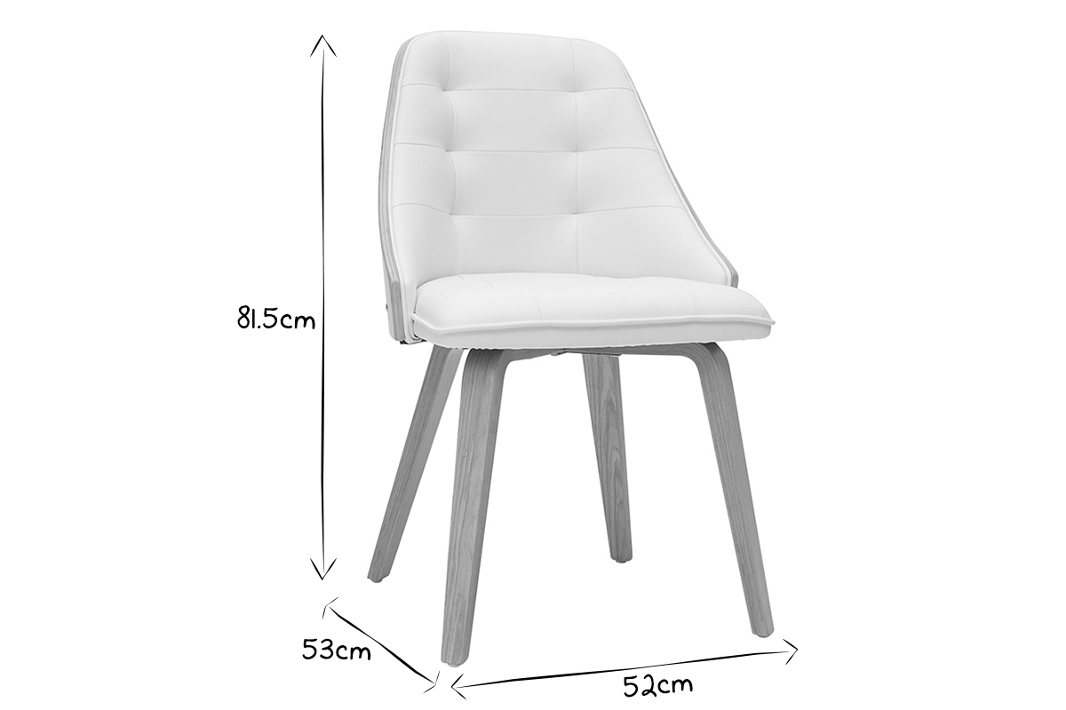 Chaise design blanc et bois clair FLUFFY