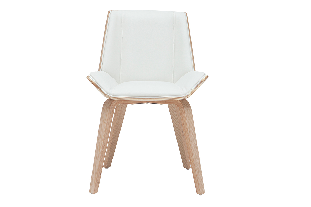 Chaise design blanc et bois clair MELKIOR