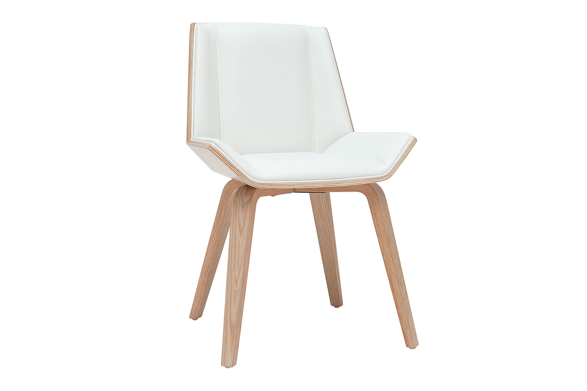 Chaise design blanc et bois clair MELKIOR