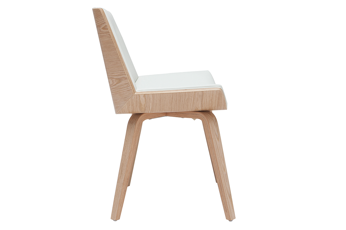 Chaise design blanc et bois clair MELKIOR