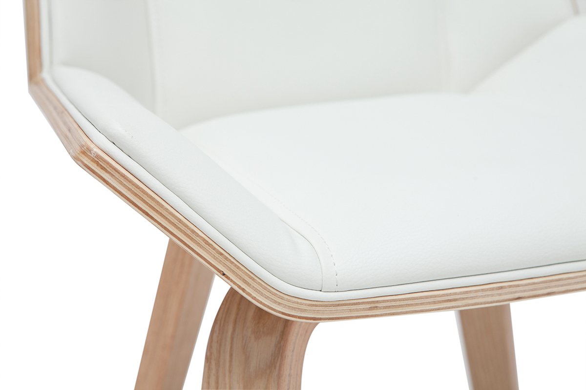 Chaise design blanc et bois clair MELKIOR