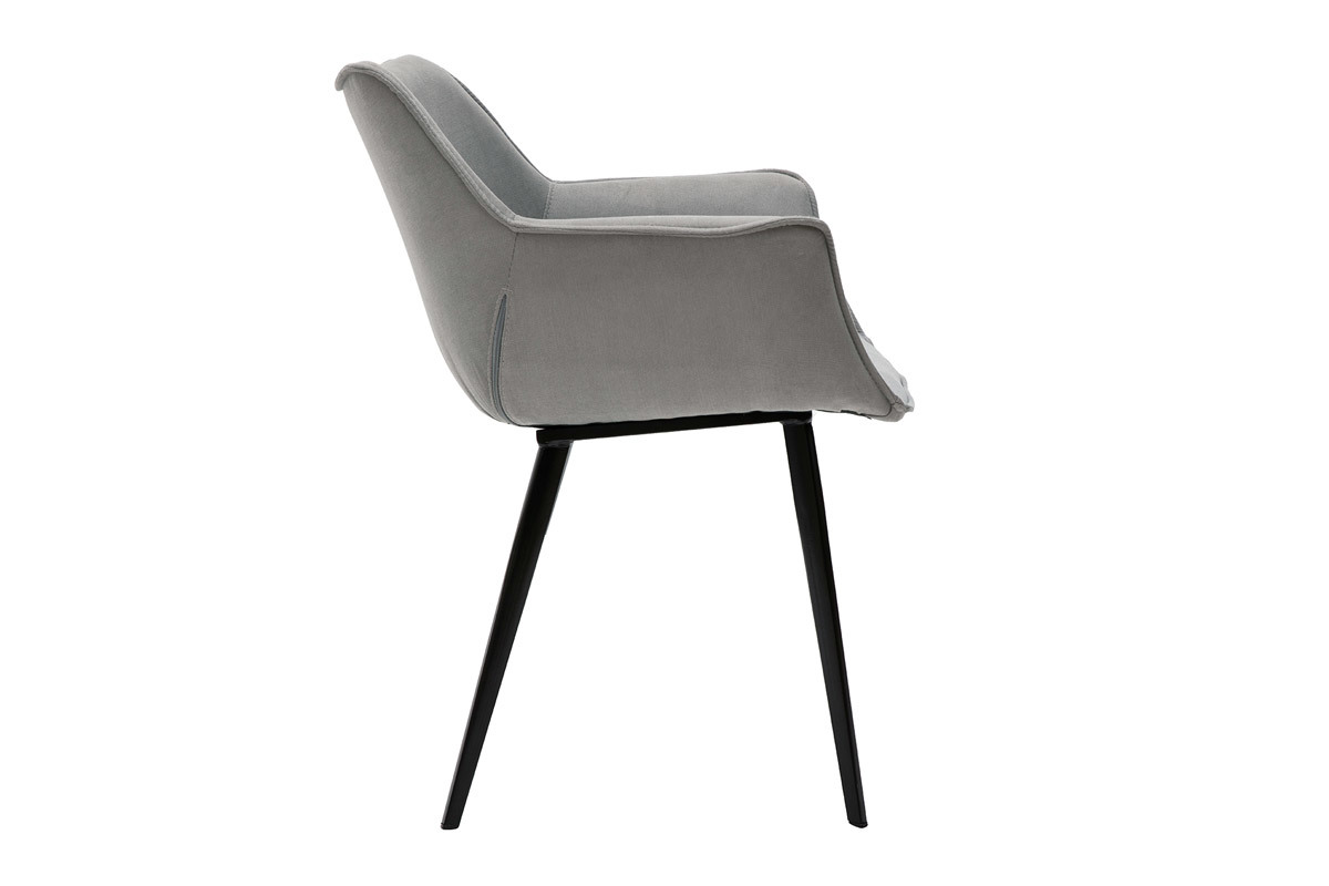 Chaise design en tissu gris et mtal noir VOLO