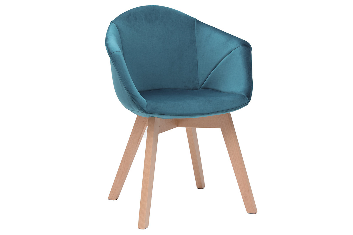 Chaise design en velours bleu ptrole TAYA