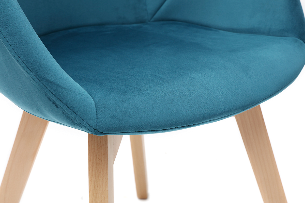 Chaise design en velours bleu ptrole TAYA