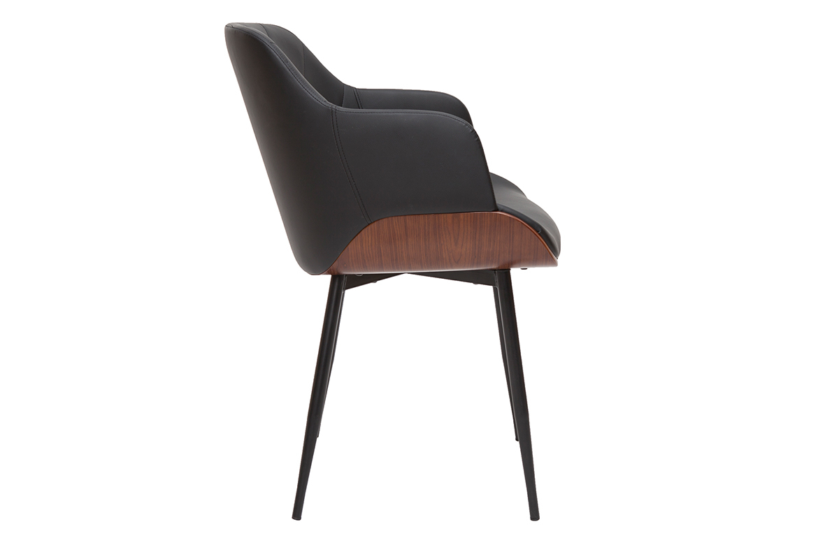 Chaise design noir, bois fonc et mtal LUCIEN