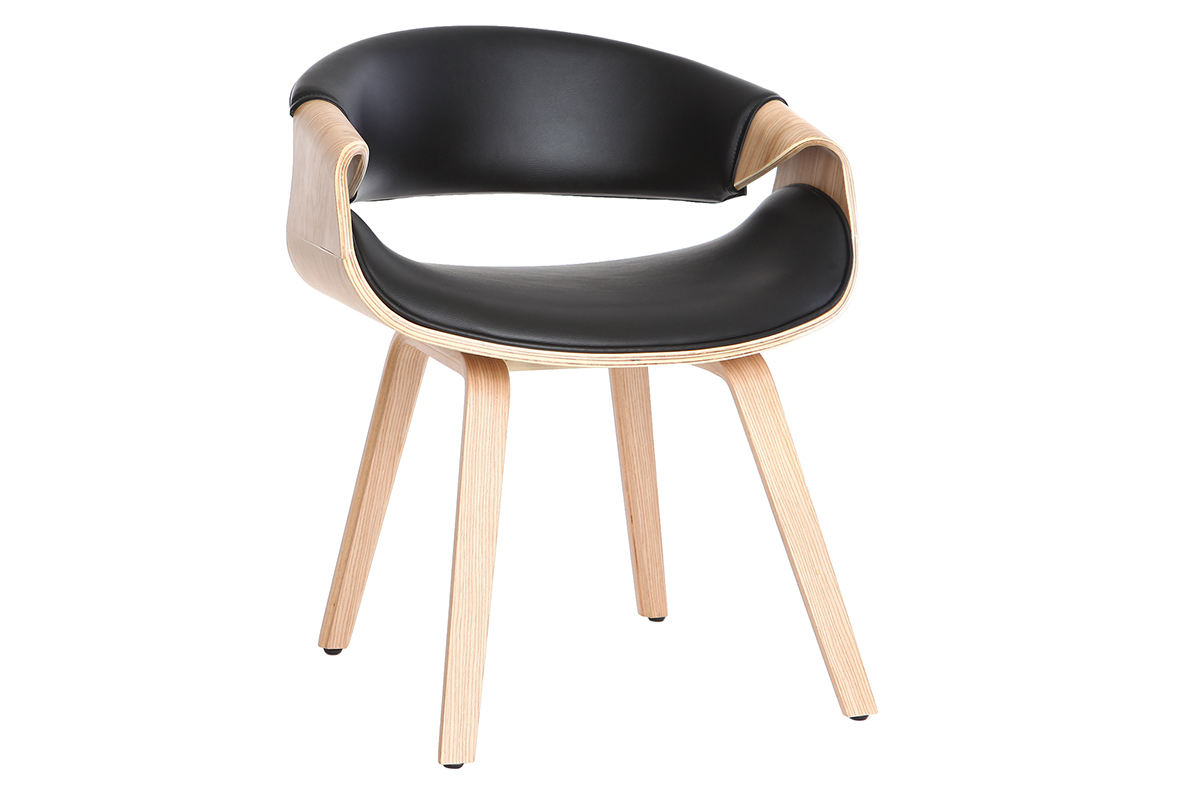 Chaise design noir et bois clair ARAMIS