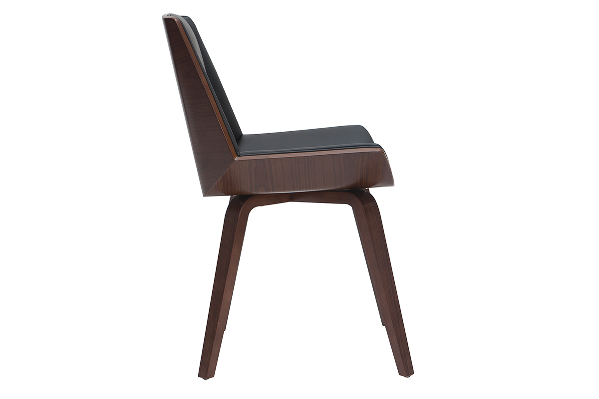 Chaise design noir et bois fonc noyer MELKIOR