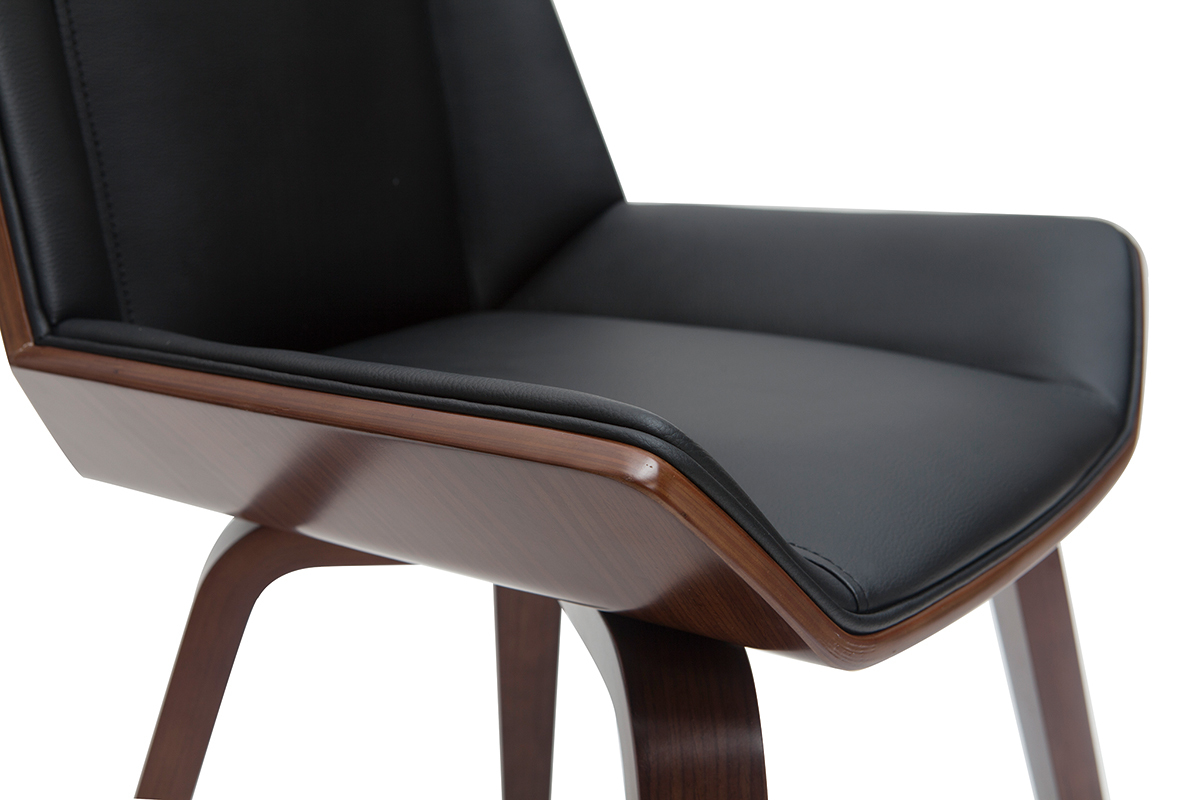 Chaise design noir et bois fonc noyer MELKIOR