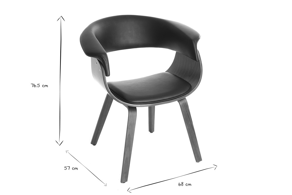 Chaise design noir et bois fonc noyer OKTAV