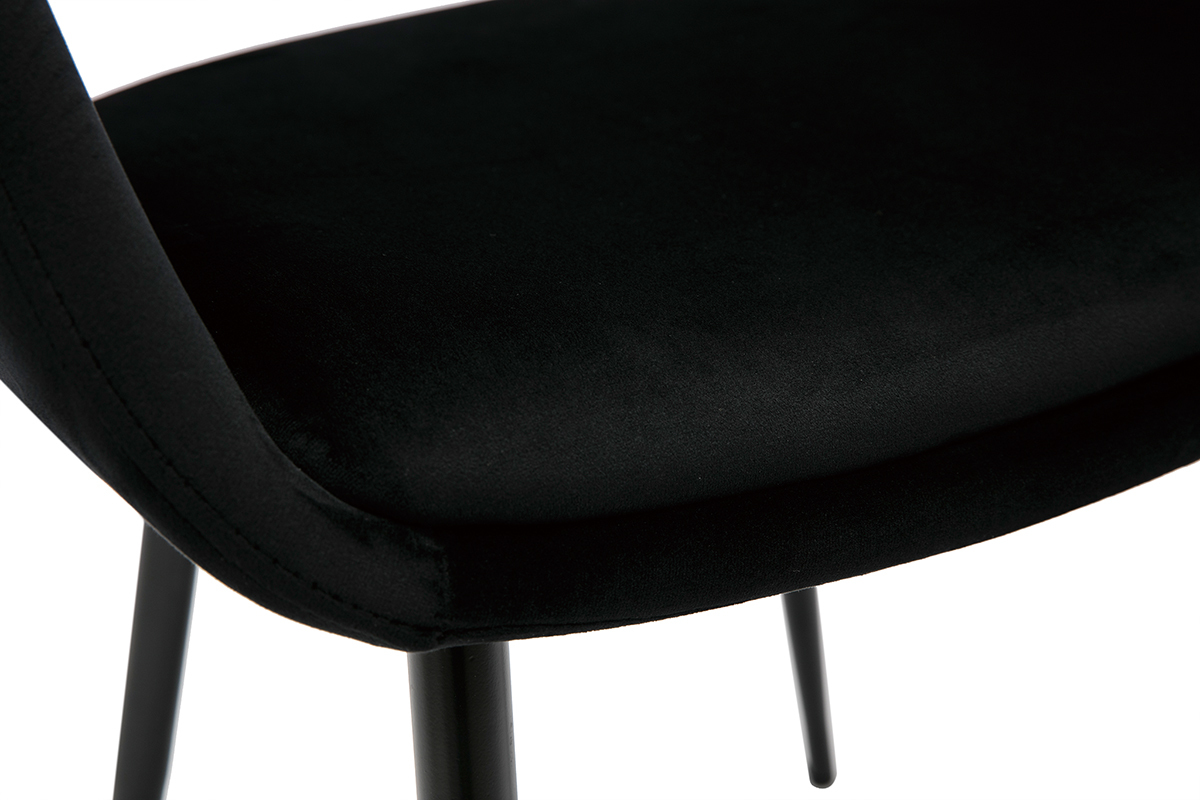 Chaise design noire en tissu velours et mtal PRISMA