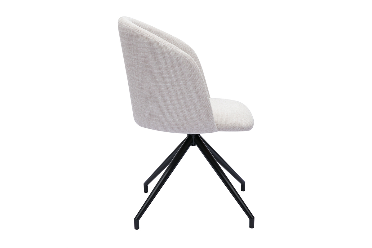 Chaise design pivotante 360 en tissu effet velours textur beige et mtal noir VANITY