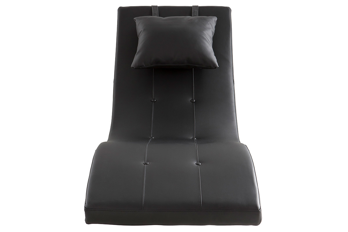 Chaise longue design noir et acier chrom BARTY