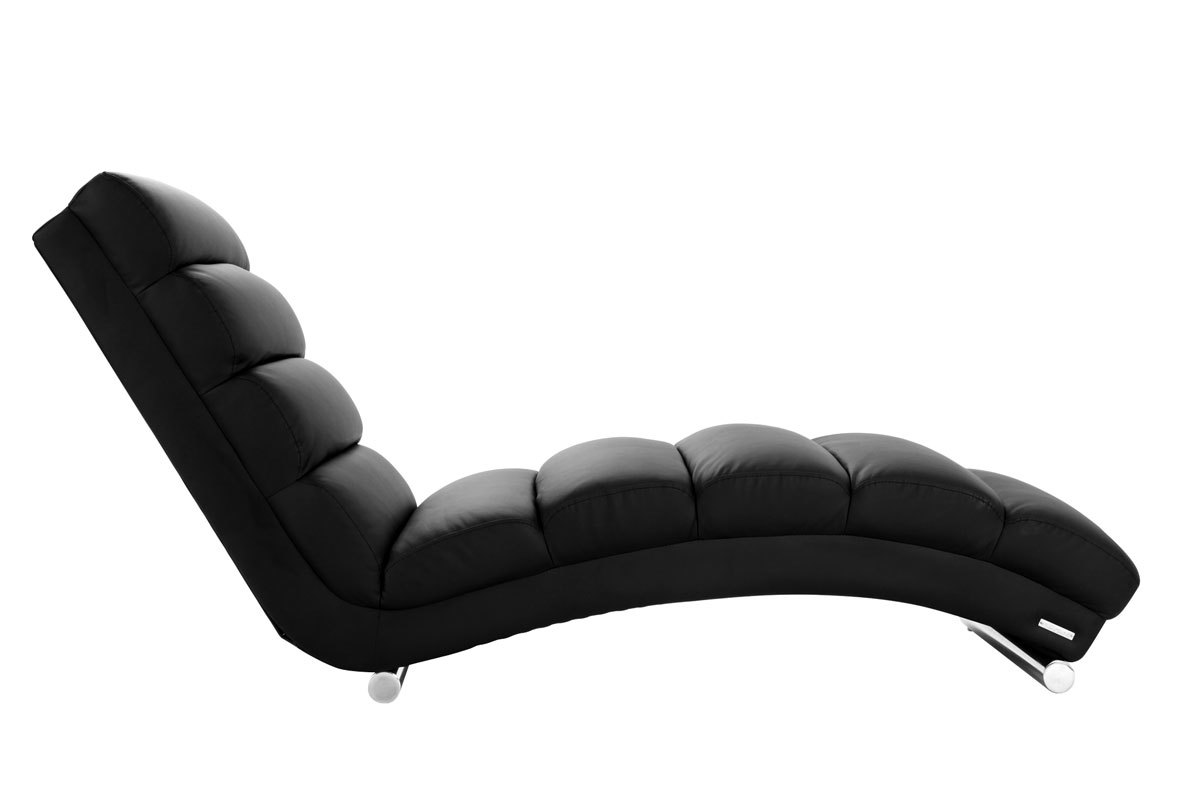 Chaise longue / fauteuil design noir et acier chrom TAYLOR