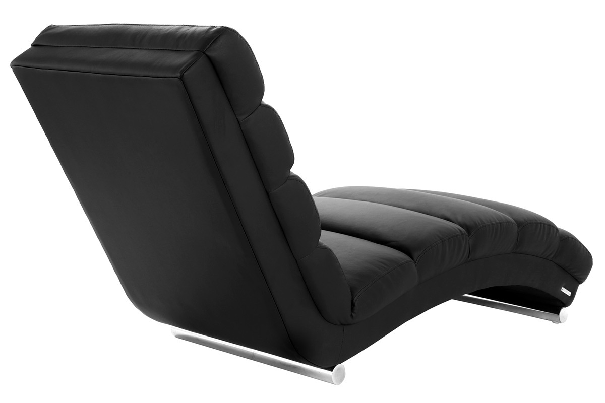 Chaise longue / fauteuil design noir et acier chrom TAYLOR