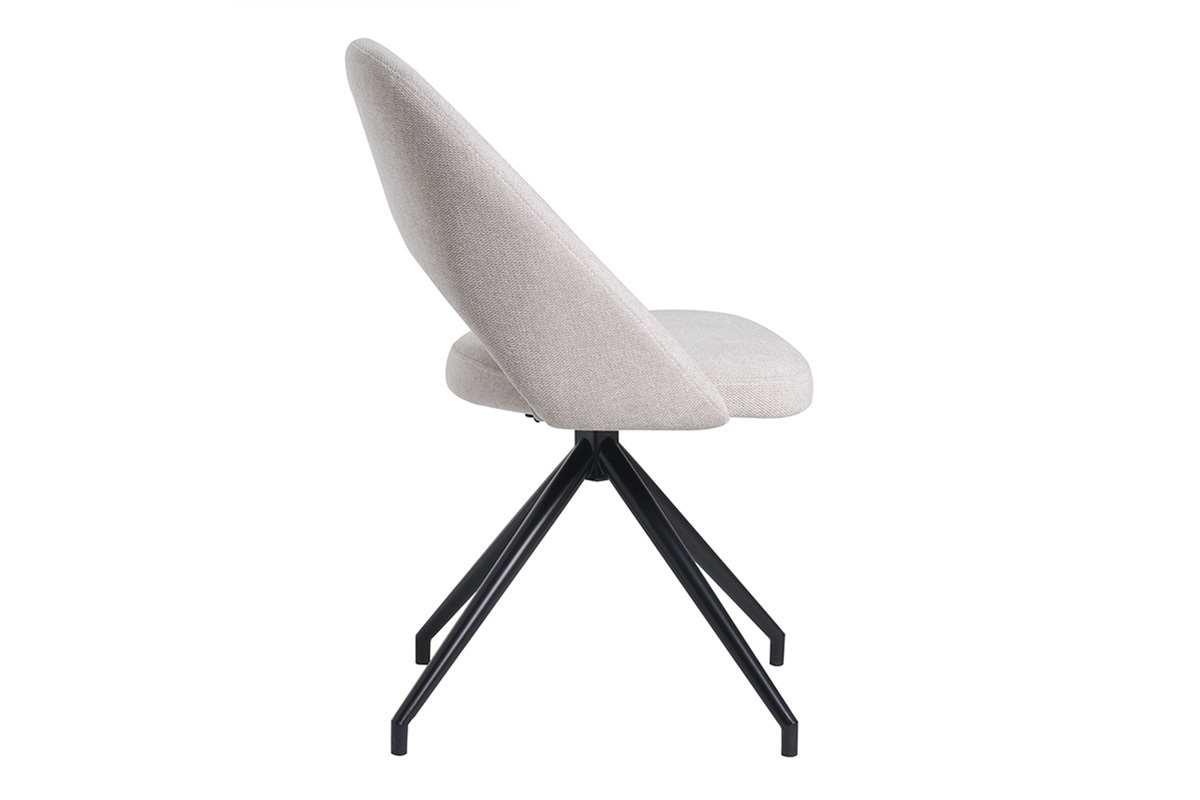 Chaise pivotante 360 en tissu effet velours textur beige et mtal noir COSETTE