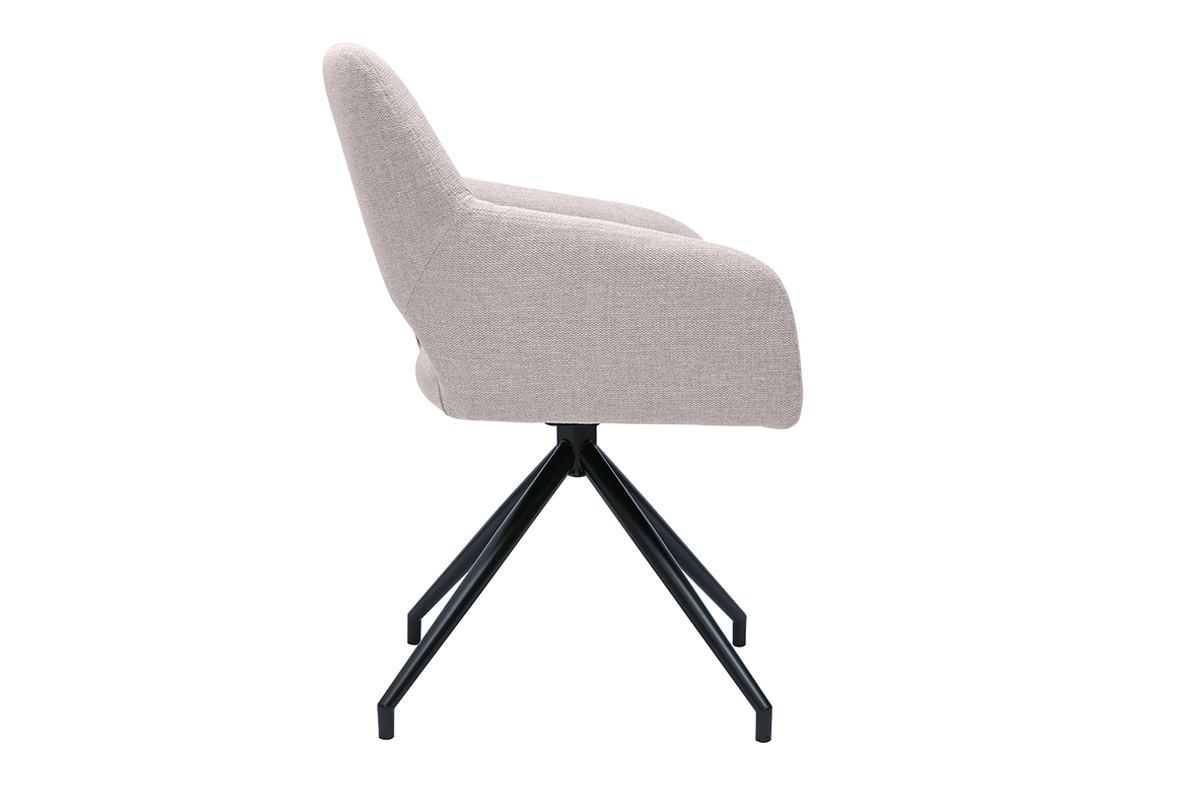 Chaise pivotante 360 en tissu effet velours textur beige et mtal noir LAURETTE