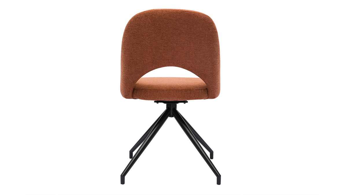 Chaise pivotante 360 en tissu effet velours textur terre brle et mtal noir COSETTE