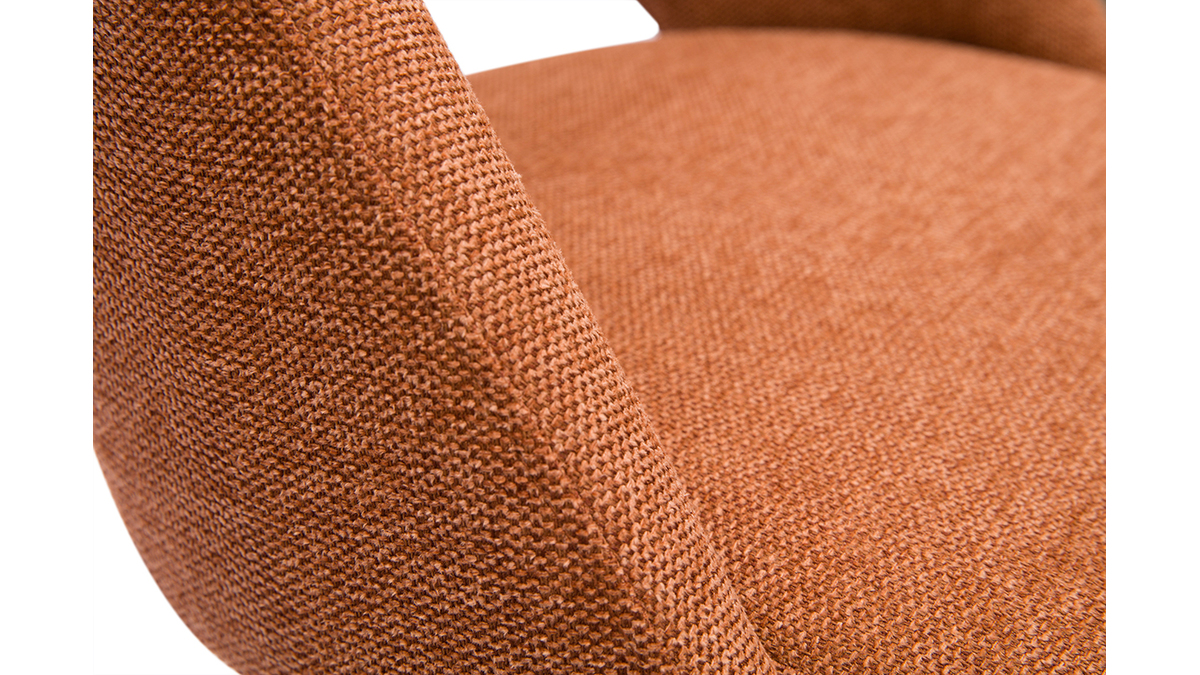 Chaise pivotante 360 en tissu effet velours textur terre brle et mtal noir COSETTE