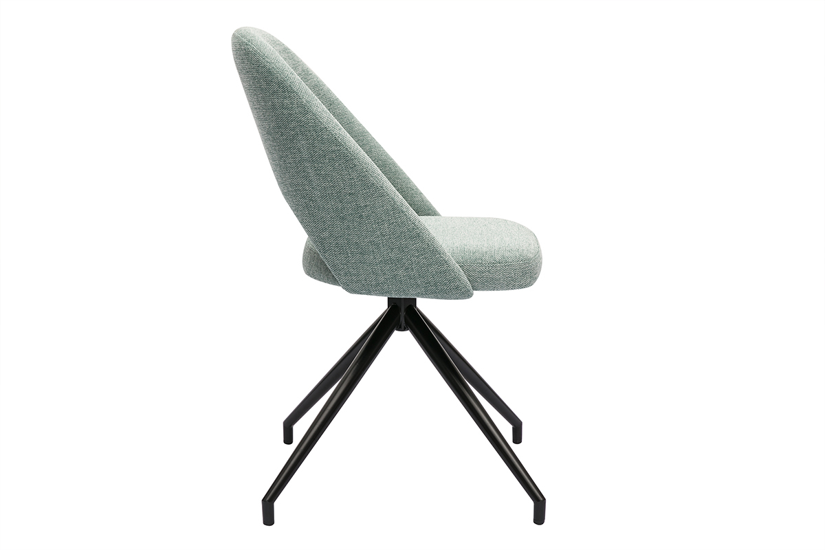 Chaise pivotante 360 en tissu effet velours textur vert cladon et mtal noir COSETTE