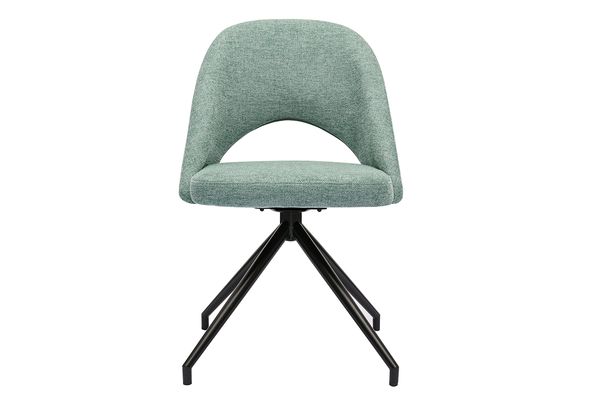 Chaise pivotante 360 en tissu effet velours textur vert cladon et mtal noir COSETTE