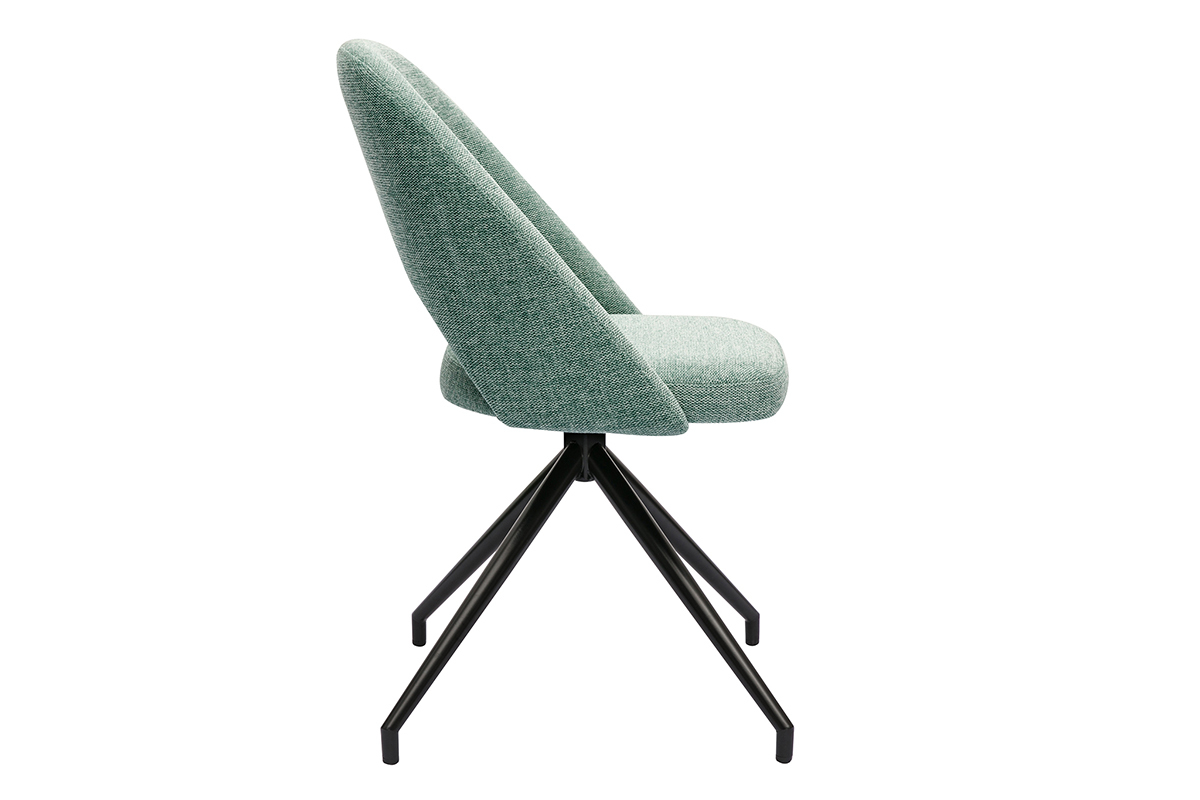 Chaise pivotante 360 en tissu effet velours textur vert cladon et mtal noir COSETTE