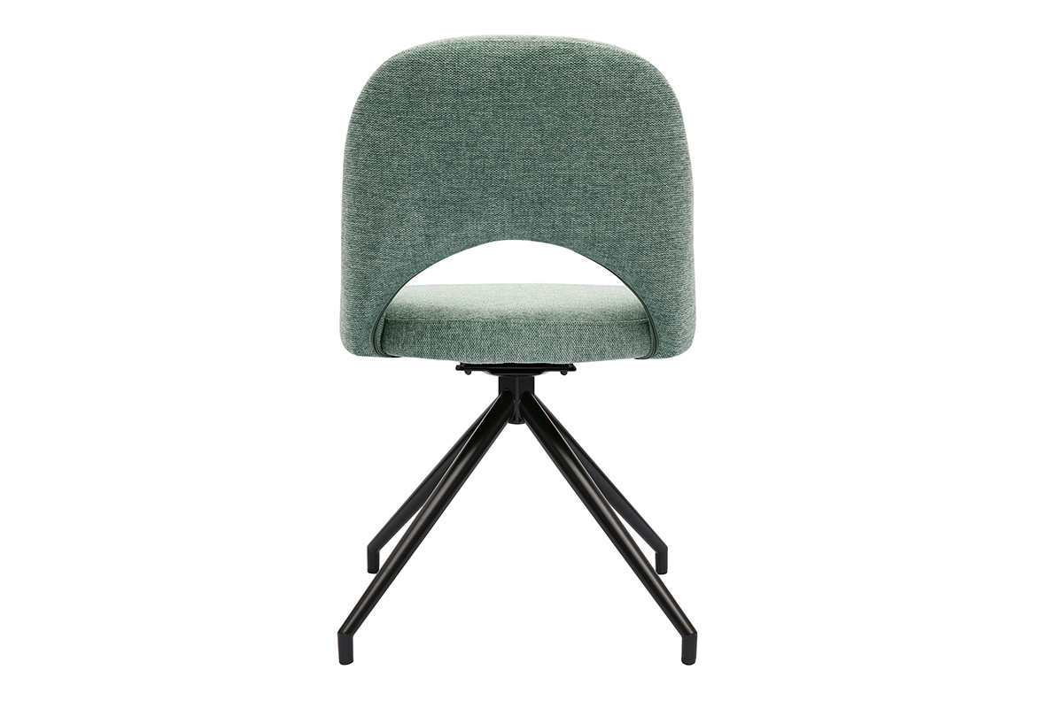 Chaise pivotante 360 en tissu effet velours textur vert cladon et mtal noir COSETTE