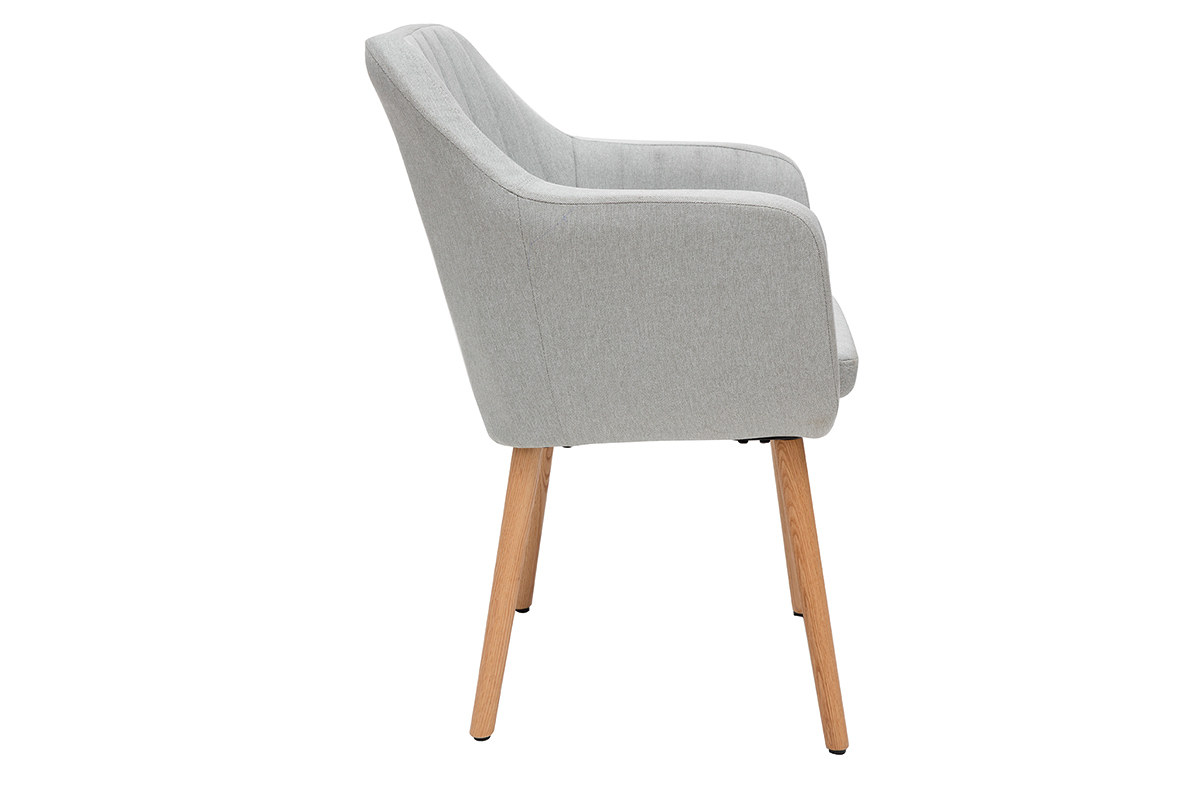 Chaise scandinave en tissu gris clair et bois clair ALEYNA