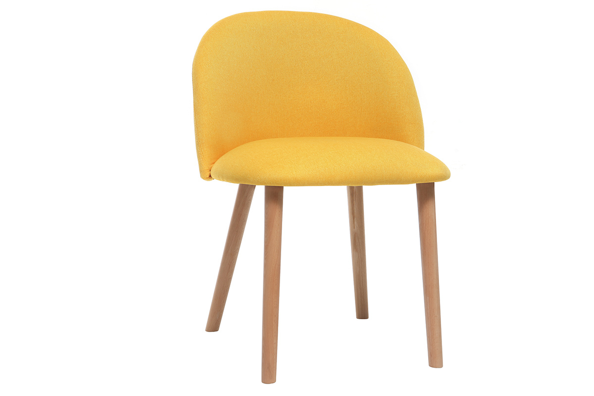 Chaise scandinave jaune et bois CELESTE