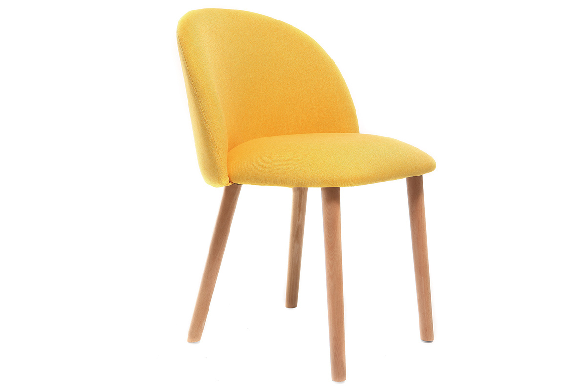 Chaise scandinave jaune et bois CELESTE