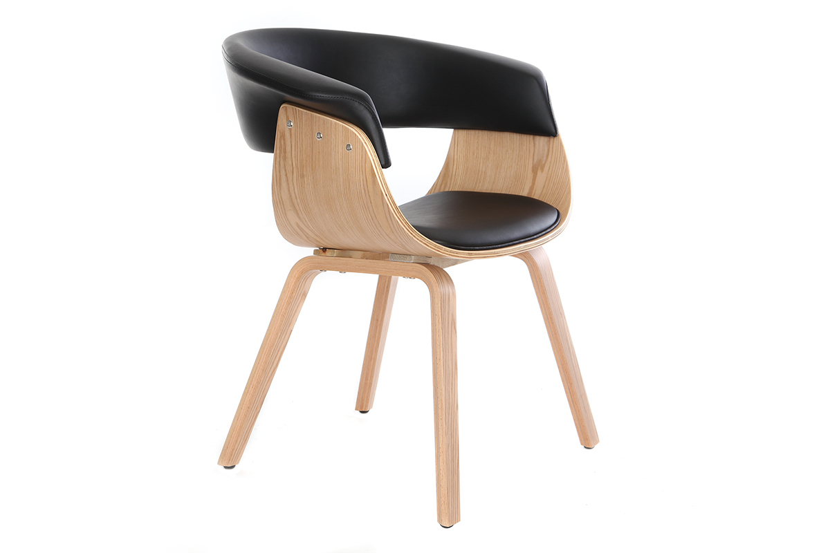 Chaise scandinave noir et bois clair OKTAV