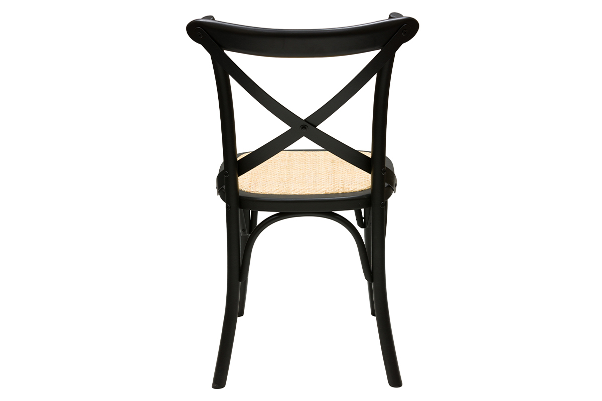 Chaises bistrot en bois noir et cannage en rotin (lot de 2) MARCEL