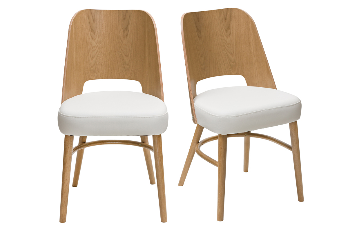 Chaises bois clair chne et blanc (lot de 2) EDITO