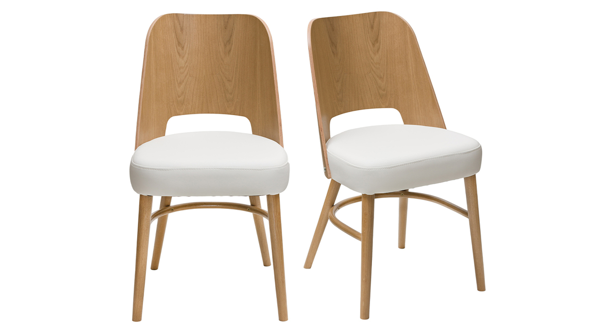 Chaises bois clair chne et blanc (lot de 2) EDITO