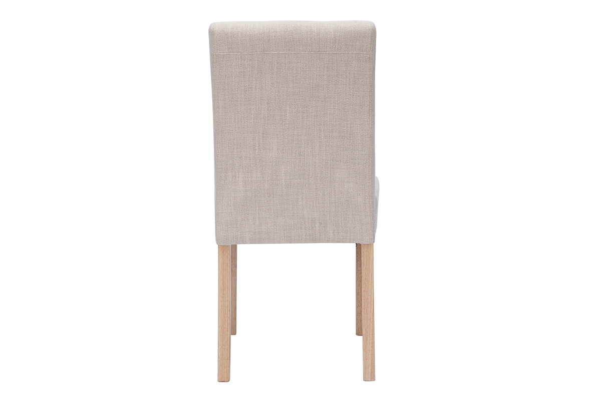 Chaises capitonnes en tissu beige naturel et bois clair (lot de 2) ESTER