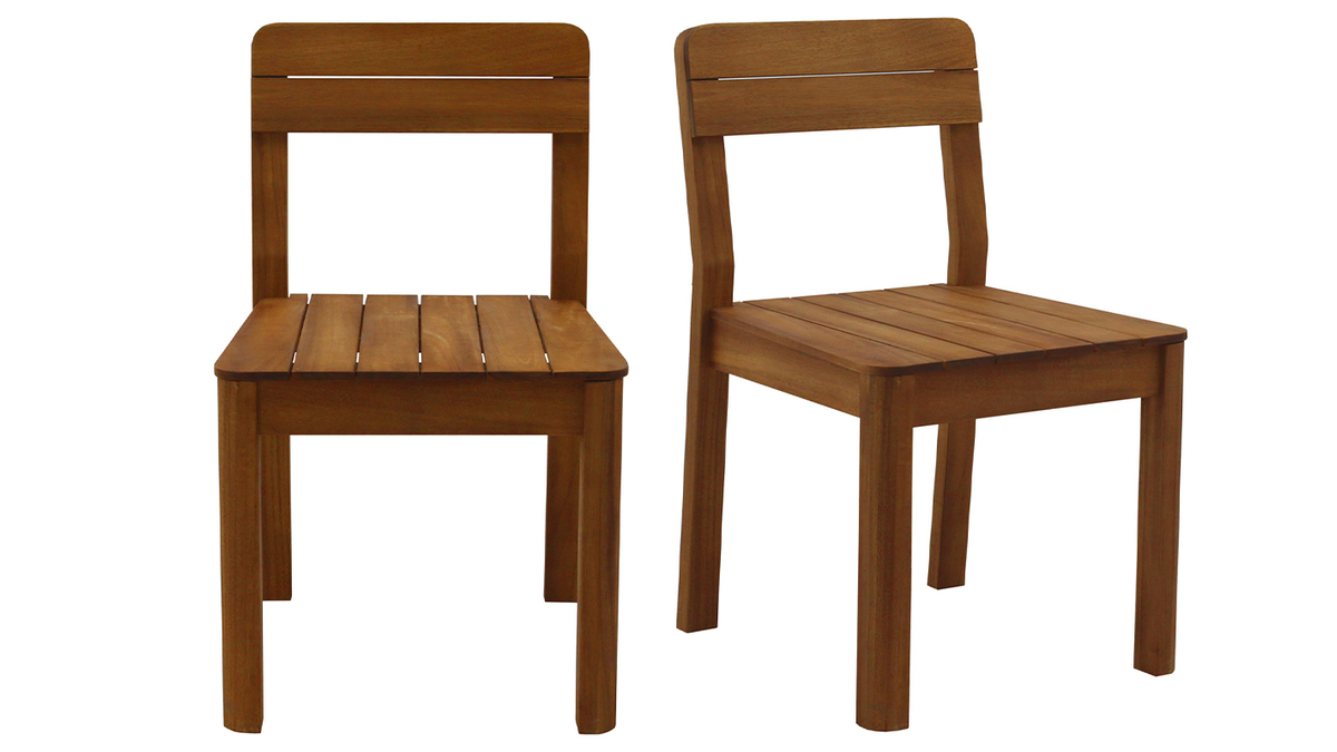 Chaises de jardin en bois massif (lot de 2) AKIS