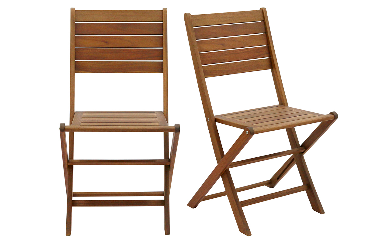 Chaises de jardin pliantes en bois massif (lot de 2) CANOPEE