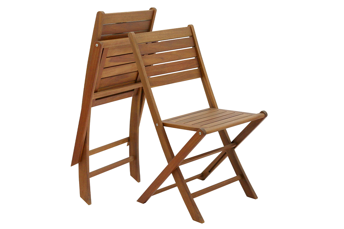 Chaises de jardin pliantes en bois massif (lot de 2) CANOPEE