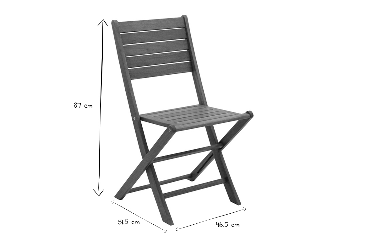 Chaises de jardin pliantes en bois massif (lot de 2) CANOPEE