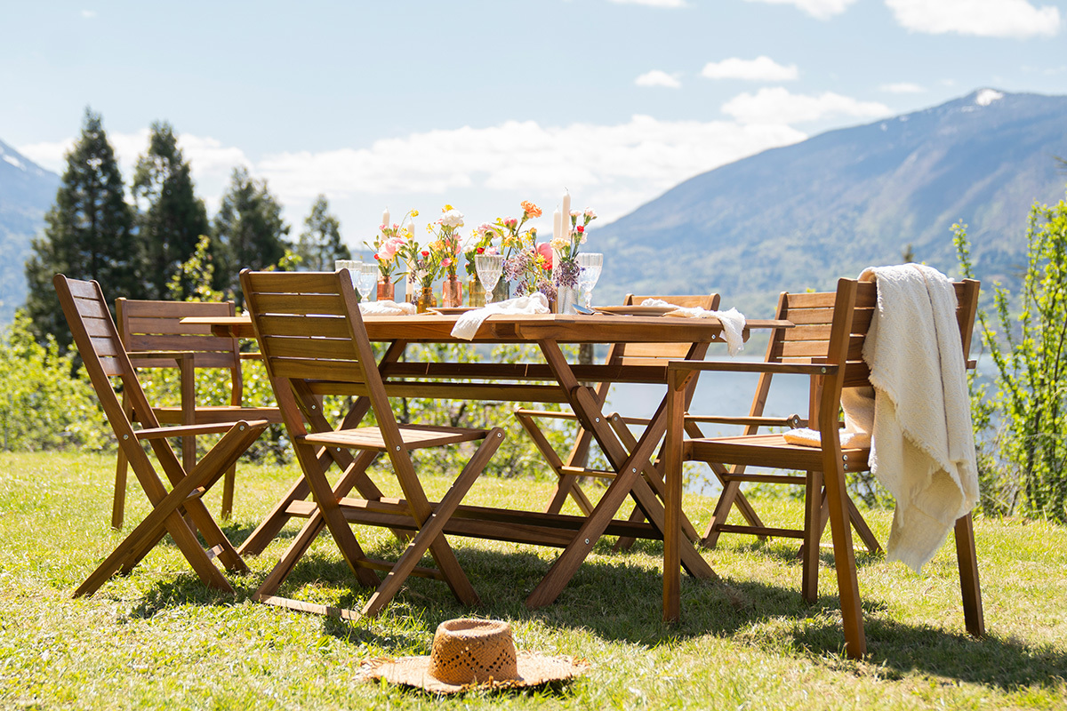 Chaises de jardin pliantes en bois massif (lot de 2) CANOPEE