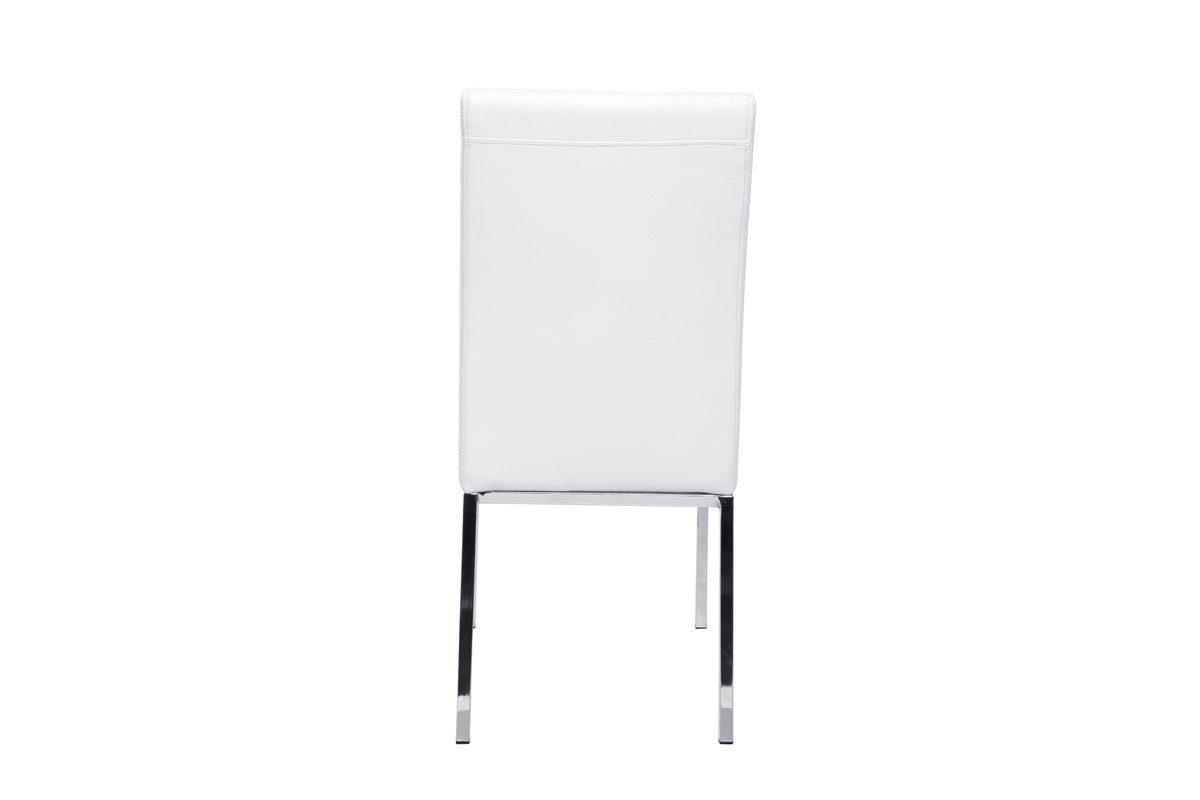 Chaises design blanc et acier chrom (lot de 2) SIMEA