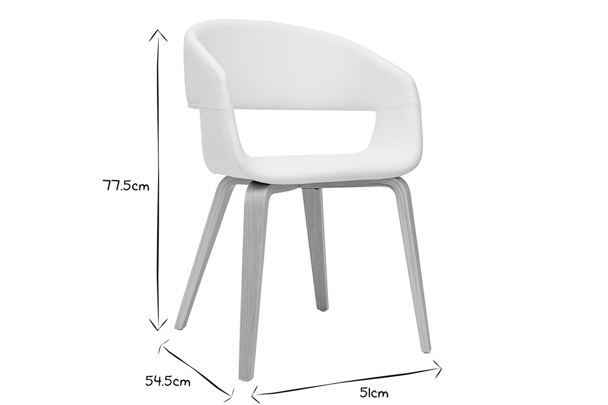 Chaises design blanc et bois clair (lot de 2) SLAM