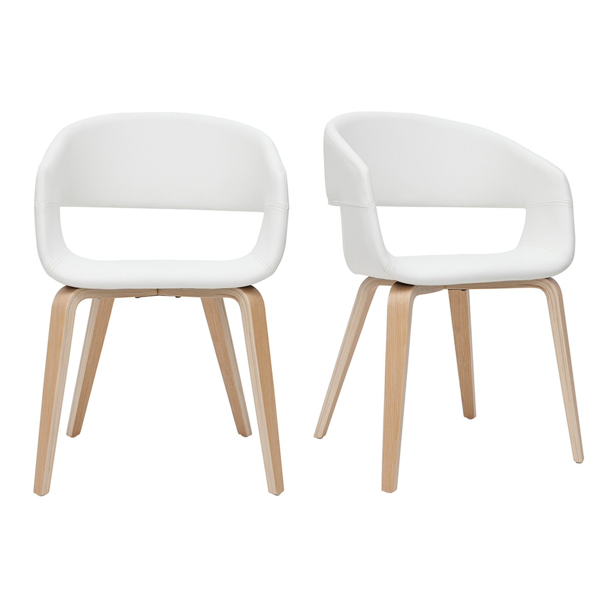 Chaises design blanc et bois clair (lot de 2) SLAM