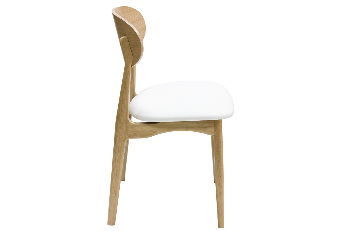 Chaises design blanc et bois clair chne massif (lot de 2) VICKY