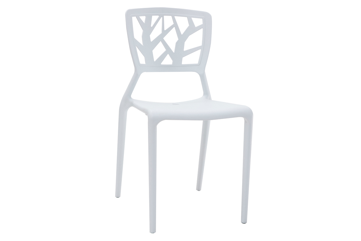 Chaises design blanches empilables intrieur / extrieur (lot de 2) KATIA