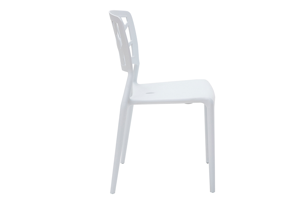 Chaises design blanches empilables intrieur / extrieur (lot de 2) KATIA